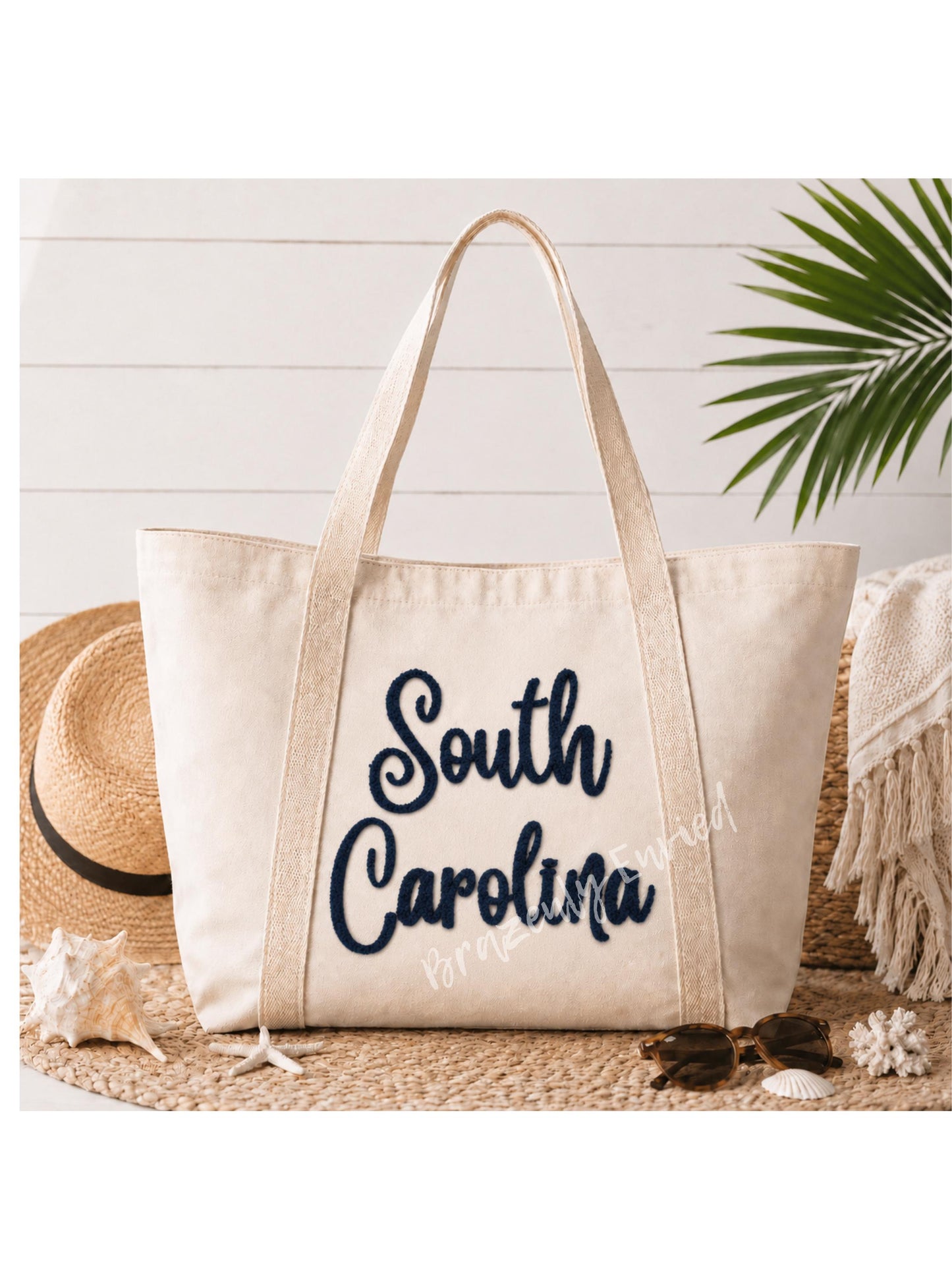 South Carolina Chenille Patch | Navy Blue Script Iron On Patch | Coastal Sweatshirt Applique | Southern State Patch | Beach Apparel