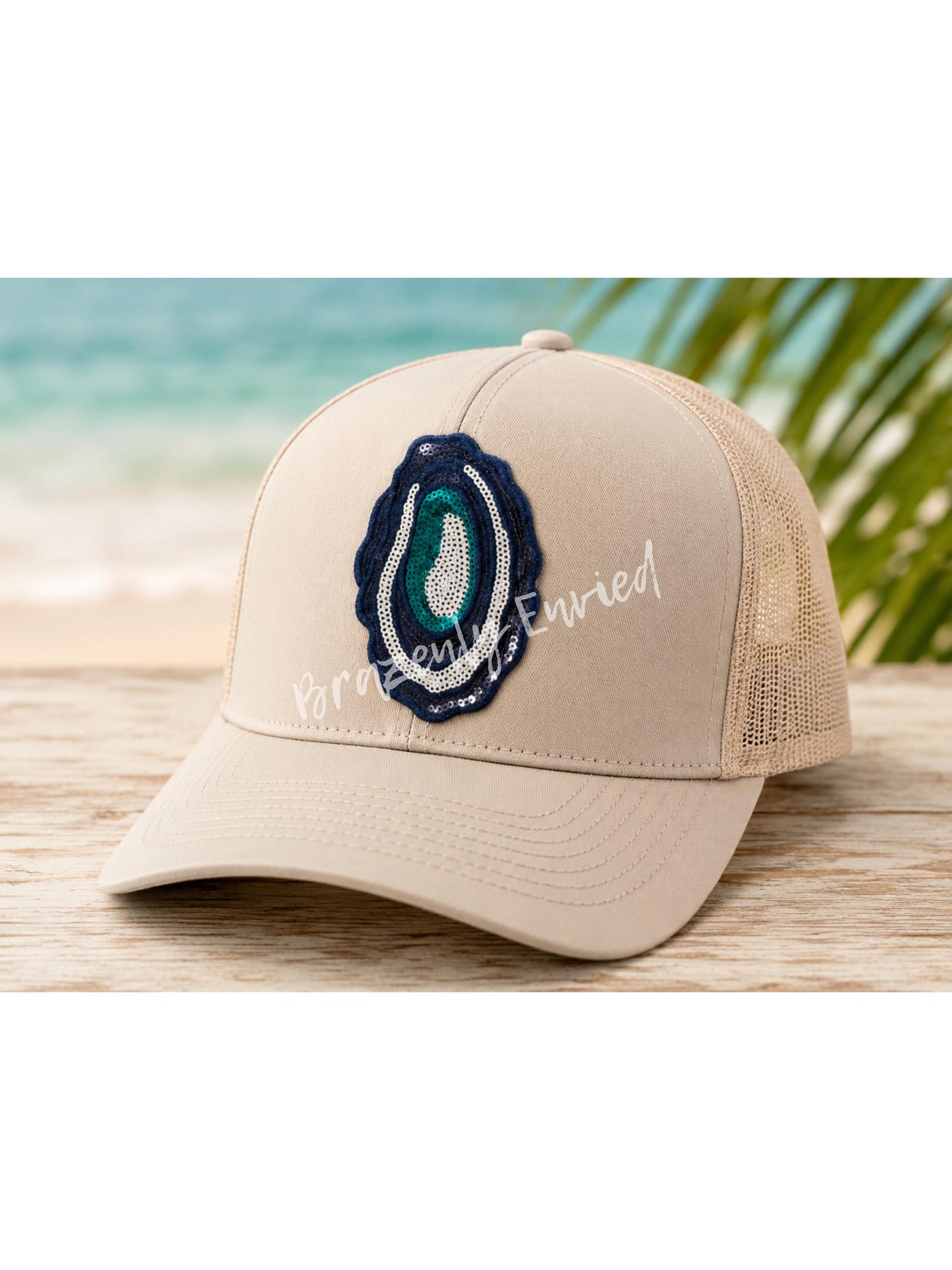 Oyster Shell Sequin Patch, Coastal Patch, Beach Hat Patch, Oyster Roast Patch, DIY Patch for Trucker Hats Bags Jackets