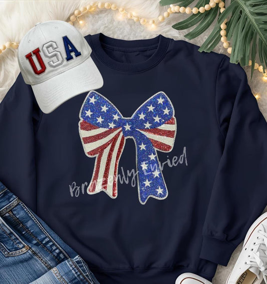 American Patch Patriotic Bow Sequins Iron on Applique