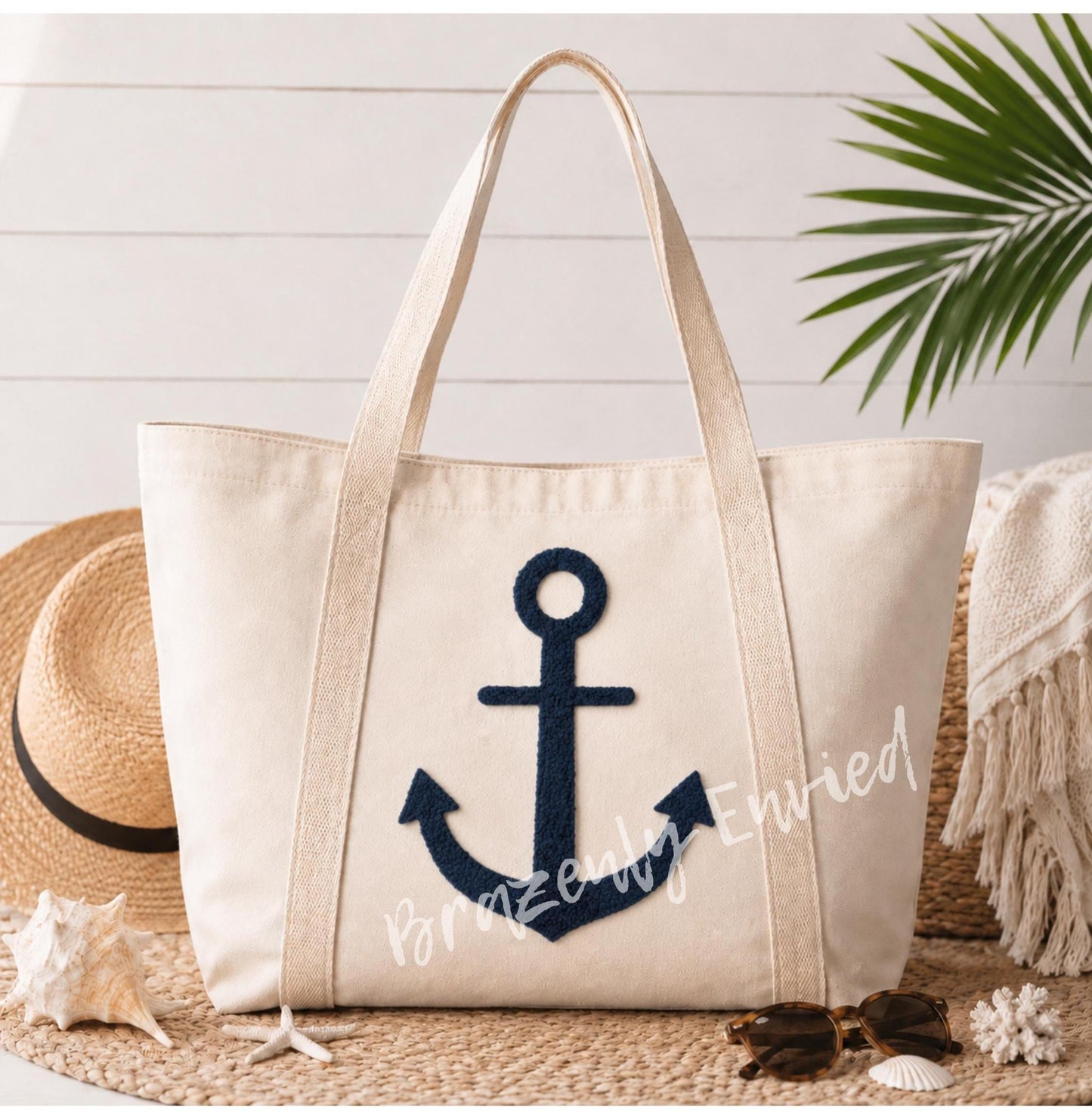 Navy Blue Anchor Chenille Patch | Coastal Iron On Patch | Nautical Sweatshirt Applique | Beach Patch | Ocean Apparel Supply