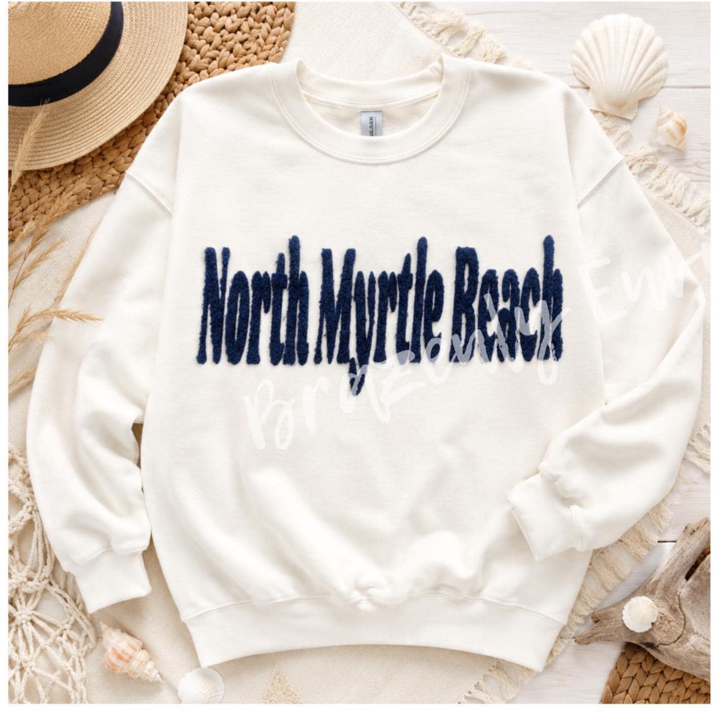 North Myrtle Beach Chenille Patch | Navy Blue Coastal Iron On Patch | Beach Town Sweatshirt Applique | South Carolina Patch