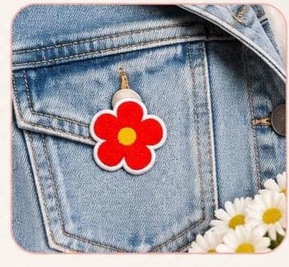 Pink Flower Embroidered Patches Set of 10 | Small Iron On Flower Patches | Bulk Floral Appliqué for Hats Jeans Jackets Bags @2"