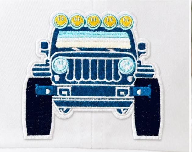 Off Road Vehicle Patch | Blue Embroidered 4x4 Hat Patch | Iron On Adventure Patch | Trucker Hat Patch | Jeep Style Applique