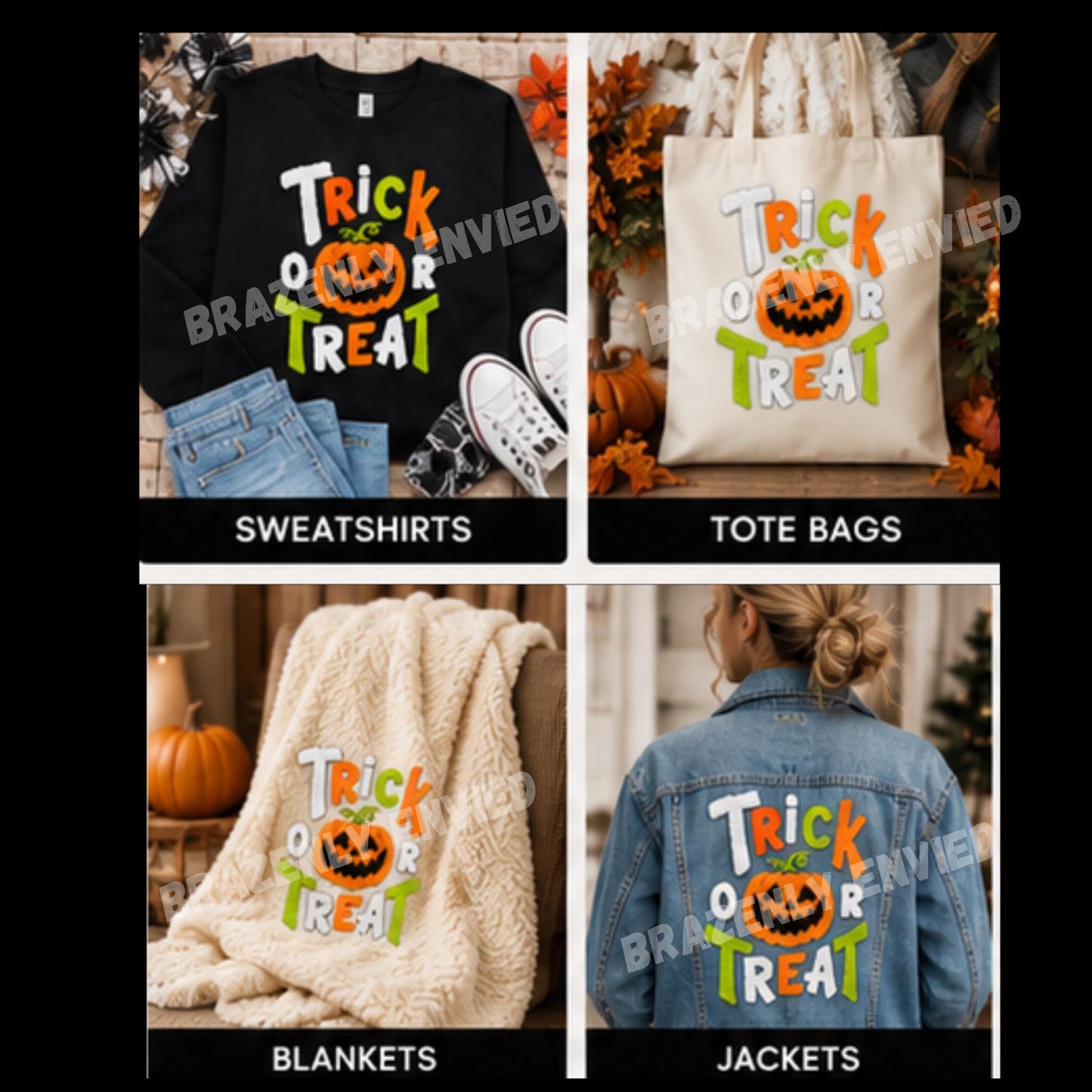 Vintage Halloween Trick or Treat Chenille Patch |Halloween Iron On Patch |Fluffy Pumpkin Applique | Large Halloween Sweatshirt Patch
