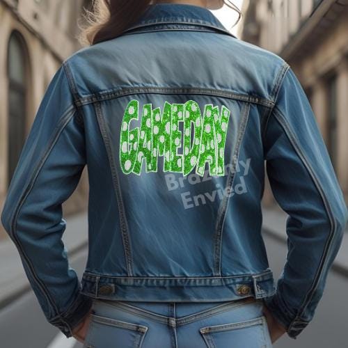 GAMEDAY Green Polka Dot Patch | Green Sequin Game Day Patch | Iron-On Football Patch | School Spirit Sports Apparel | Sports Patch
