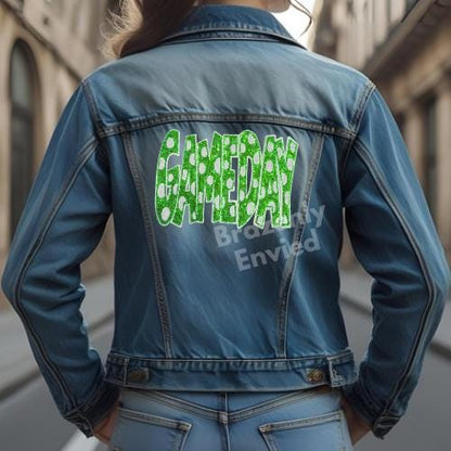 GAMEDAY Green Polka Dot Patch | Green Sequin Game Day Patch | Iron-On Football Patch | School Spirit Sports Apparel | Sports Patch