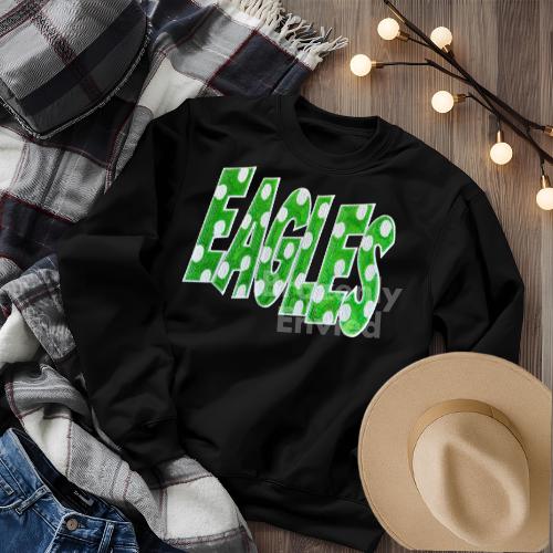 EAGLES Patch Green/White Polka Dot Patch GAMEDAY| Green Sequin Patch | Iron-On Football Patch | School Spirit Sports Apparel | Sports Patch