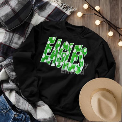 EAGLES Patch Green/White Polka Dot Patch GAMEDAY| Green Sequin Patch | Iron-On Football Patch | School Spirit Sports Apparel | Sports Patch