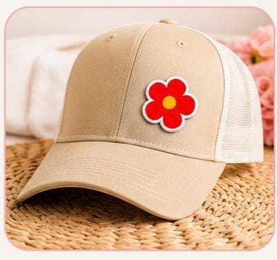 Pink Flower Embroidered Patches Set of 10 | Small Iron On Flower Patches | Bulk Floral Appliqué for Hats Jeans Jackets Bags @2"