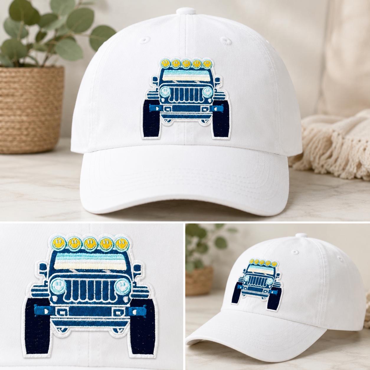 Off Road Vehicle Patch | Blue Embroidered 4x4 Hat Patch | Iron On Adventure Patch | Trucker Hat Patch | Jeep Style Applique