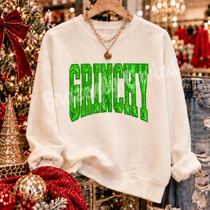Christmas Patch 10.5" Wide |Green Sequin & Embroidered Iron On Patch | Holiday Sweatshirt Patch | Ready to Ship