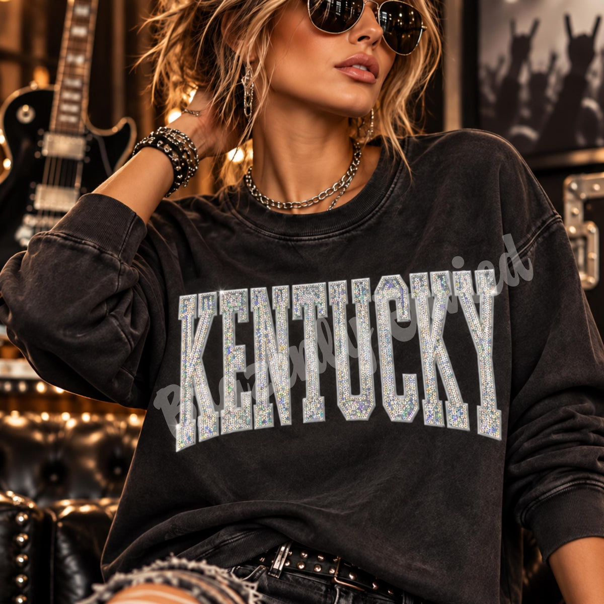 Kentucky  Patch 11.5/8" Wide |Silver Sequin & Embroidered Iron On Patch | City Spirit Sweatshirt Patch | Ready to Ship