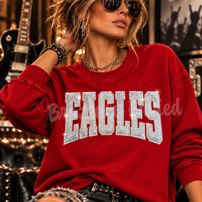 Eagles Patch |Silver Sequin & Embroidered Iron On Patch |  Boutique Quality Patch | Ready to Ship