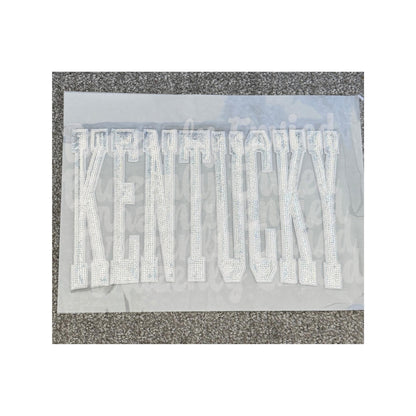 Kentucky  Patch 11.5/8" Wide |Silver Sequin & Embroidered Iron On Patch | City Spirit Sweatshirt Patch | Ready to Ship
