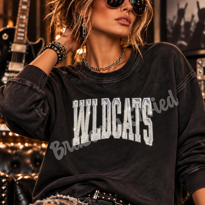 WILDCATS Patch |Silver Sequin & Embroidered Iron On Patch |  Boutique Quality Patch | Ready to Ship