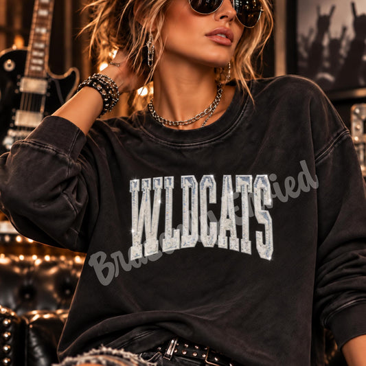 WILDCATS Patch |Silver Sequin & Embroidered Iron On Patch |  Boutique Quality Patch | Ready to Ship