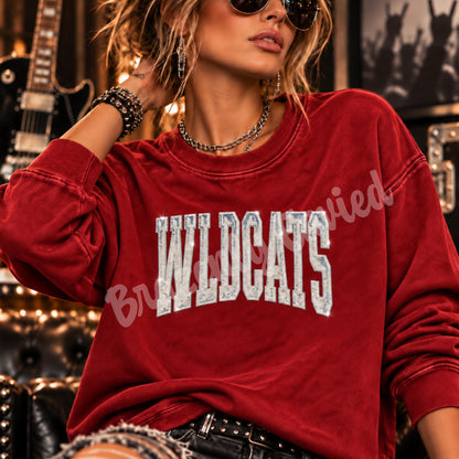 WILDCATS Patch |Silver Sequin & Embroidered Iron On Patch |  Boutique Quality Patch | Ready to Ship