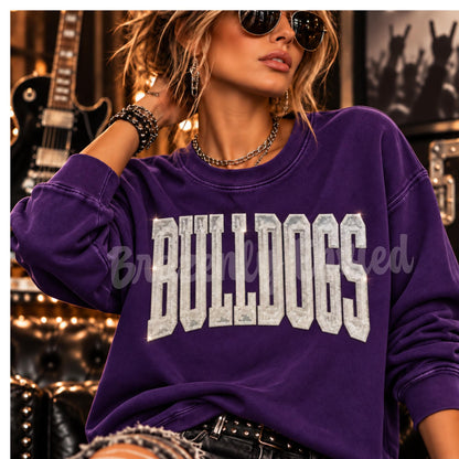 Bulldog Patch |Silver Sequin & Embroidered Iron On Patch |  Boutique Quality Patch | Ready to Ship