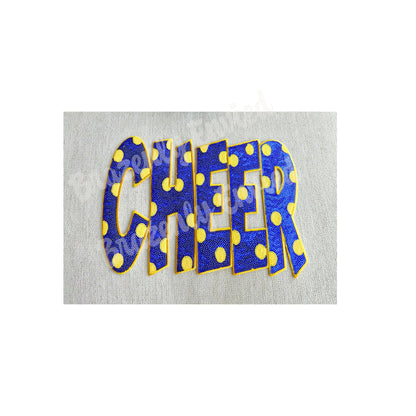 CHEER Blue & Yellow Polka Dot Sequin Patch | Cheerleading Spirit Wear Patch | Ready to Ship