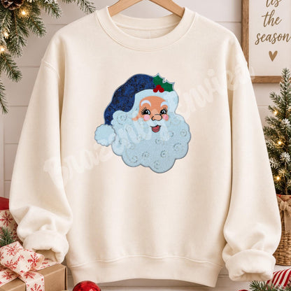 Santa Patch | Blue Sequins Santa Hat Christmas Iron On Applique
