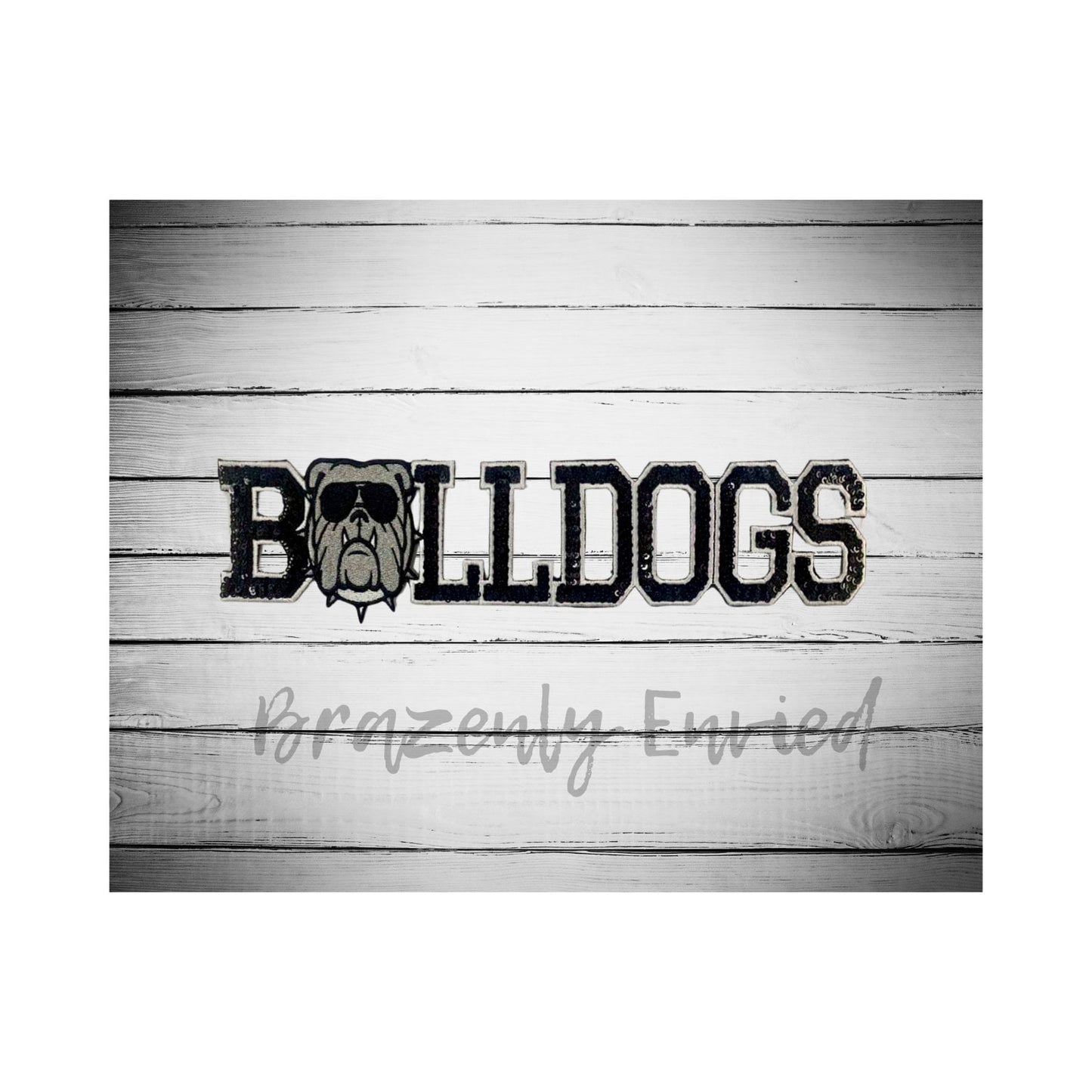 BULLDOGS Patch Sports Patch - BULLDOGS Sequin  Patch - 3.3in x 12 inch patch New Design fast shipping